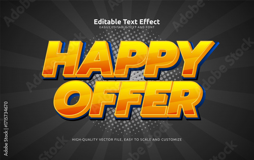 happy offer editable text effect