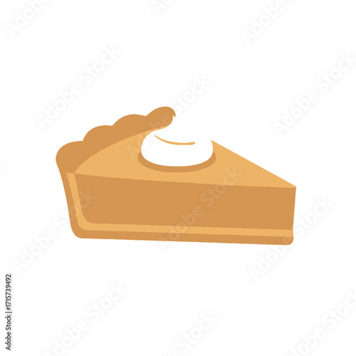 Delicious slice of pumpkin pie with whipped cream topping