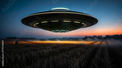 futuristic UFO hovering silently