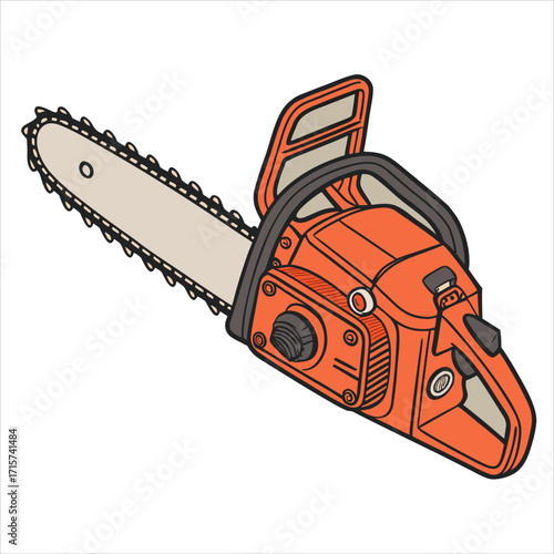 A red plow with a large screwdriver on it
