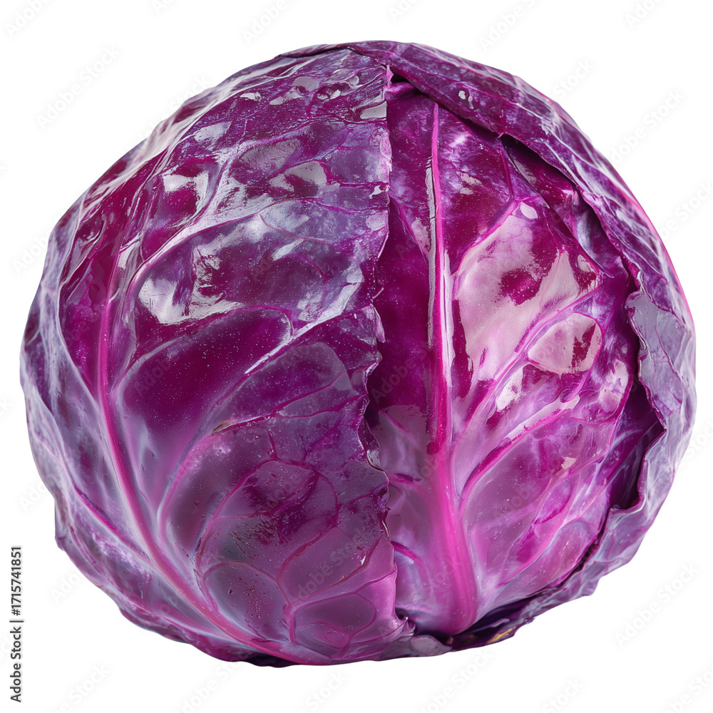Fototapeta premium whole red cabbage on transparent png background