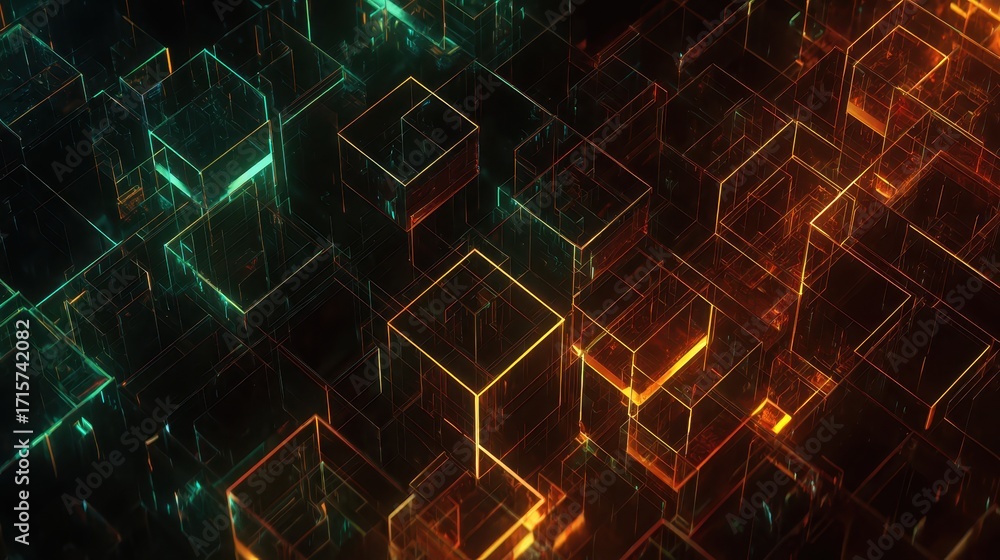 Fototapeta premium Abstract Cubes - A Modern Grid of Light and Shadow.