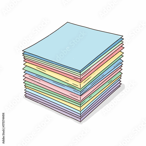 Illustration of a colorful stack of paper sheets, perfect for notes, design, or office use