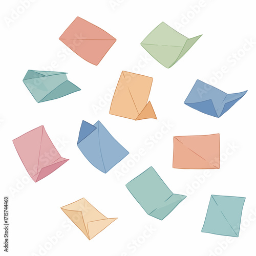 Pastel Colored Envelopes Floating in Air A Whimsical Illustration