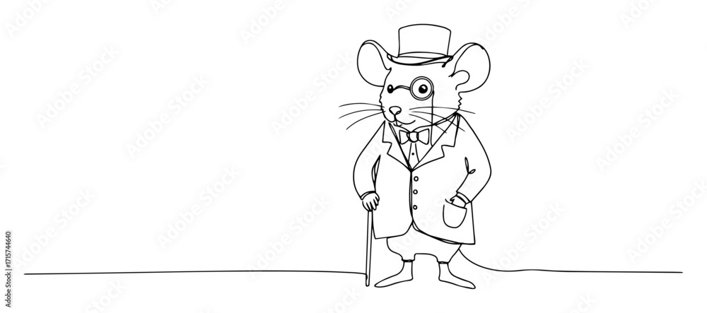 Fototapeta premium mouse in a suit with cane