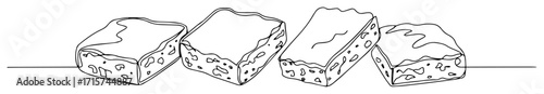 three brownies with different toppings monoline vector art