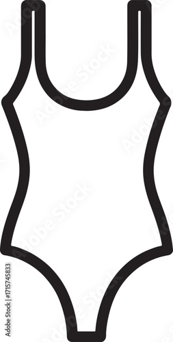 Minimal swimsuit outline vector, perfect for beachwear, summer fashion, and swim design projects.