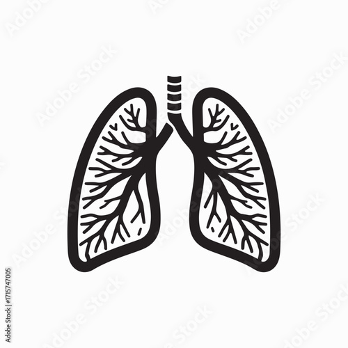 human lungs icon simple line art vector illustration for medical and healthcare concepts.