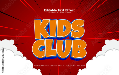 kids club editable text effect