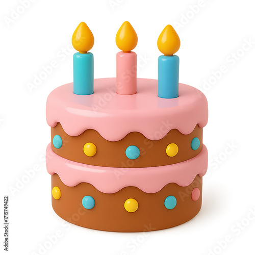 A delightful twotiered birthday cake with colorful candles.