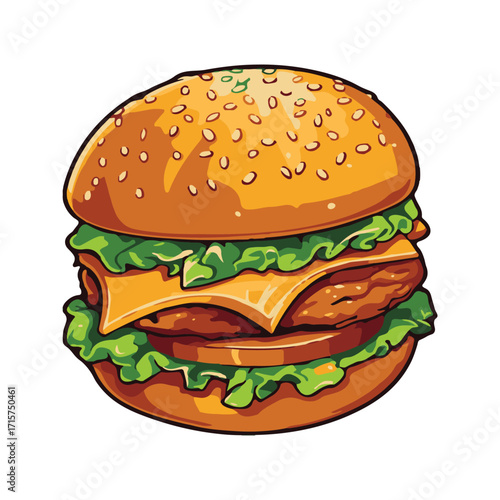 Delicious Double Cheeseburger with Sesame Seed Bun.
