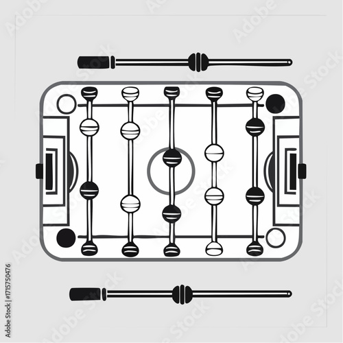 Foosball icon vector in editable stroke linear pictogram