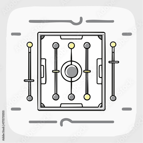 Foosball icon vector in editable stroke linear pictogram