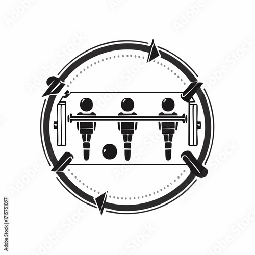 Foosball icon vector in editable stroke linear pictogram