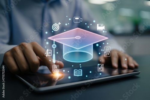 Explore online learning with interactive graduation cap for student success and future career growth now
