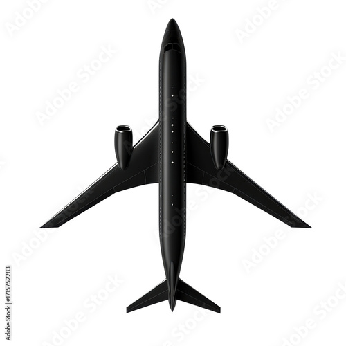 Private jet top-down view isolated on white
