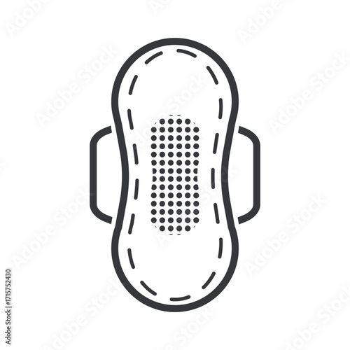 Isolated pictogram icon of pantyliner, feminine hygiene product illustration, used for sanitary packaging, health instruction, and medical information signs.