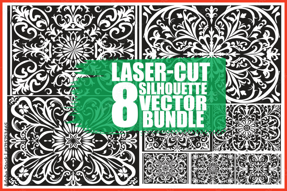 Fototapeta premium Floral Laser Cut Vector Designs