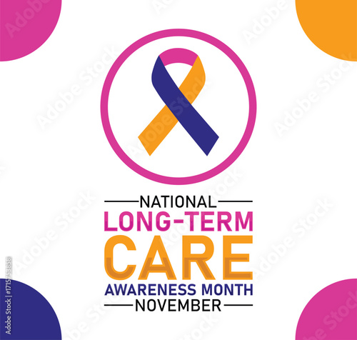 National Long Term Care Awareness Month November. banner for social media post. Vector illustration