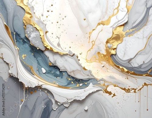 Abstract marbled design with gold accents