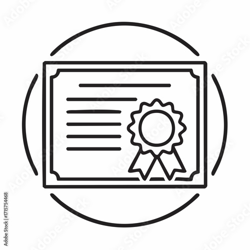 Diploma icon vector in editable stroke linear pictogram