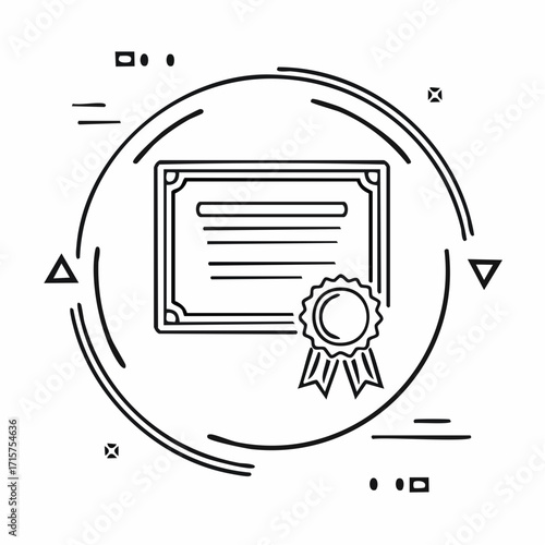 Diploma icon vector in editable stroke linear pictogram