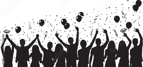 Success and Victory Silhouette Vector Set – Black and White Illustration of People and Teams Cheering, Jumping, Holding Trophy, Celebrating Achievement, Triumph, Awards, Sports and Business Accomplis
