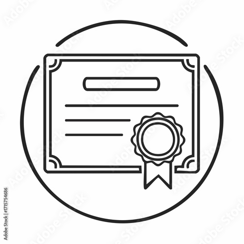 Diploma icon vector in editable stroke linear pictogram