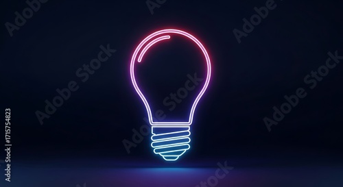 Illuminating concept with neon lightbulb emitting radiant innovation
