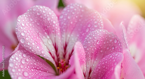 Fresh Dew on Pink Flower Petals