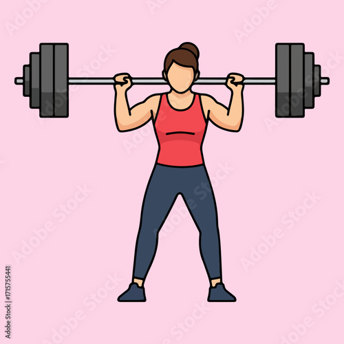 Flat vector illustration of a person lifting a barbell