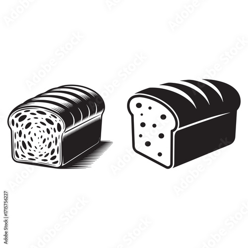 Black and White Bread Loaves Illustration loaf food