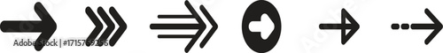 Black arrow icon collection featuring minimalist directional symbols. Set of different arrow icons for UI. vector illustration isolate on white background, vector illustration.