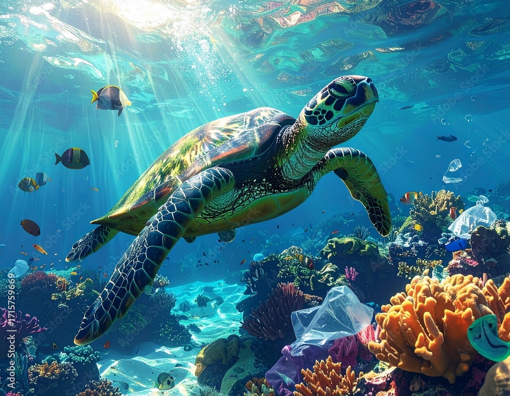 Fototapeta premium A plastic-free, crystal-clear ocean