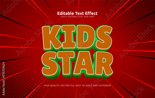 kids star editable text effect