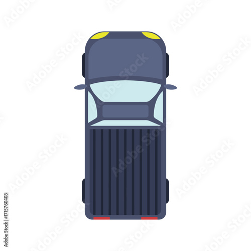 Top View of a Dark Blue Pickup Truck.