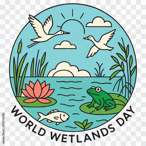 World Wetlands Day Celebration World Wetlands Day Design – Nature, Conservation & Biodiversity Illustration
