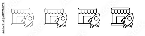 Product Launch Icons Set In Various Stroke Line Styles