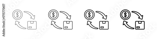 Direct Marketing Icons Set In Various Stroke Line Styles