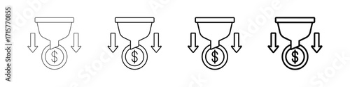 Sales Pipeline Icons Set In Various Stroke Line Styles