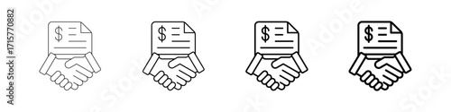 Sales Negotiation Icons Set In Various Stroke Line Styles