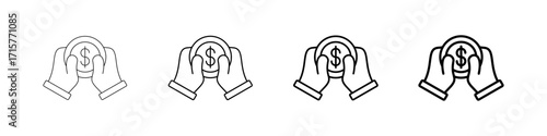 Funding Icons Set In Various Stroke Line Styles