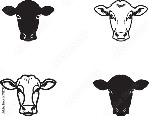 cow head silhouette on white background
