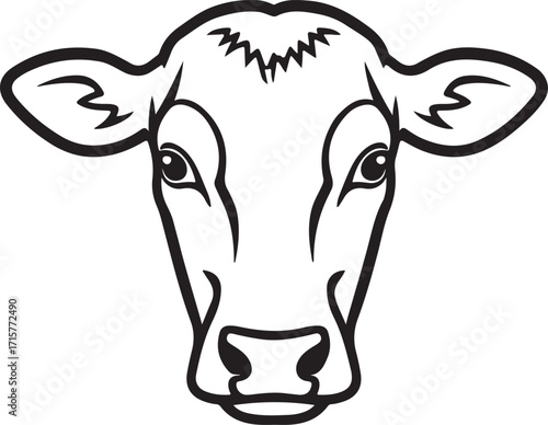 cow head silhouette on white background