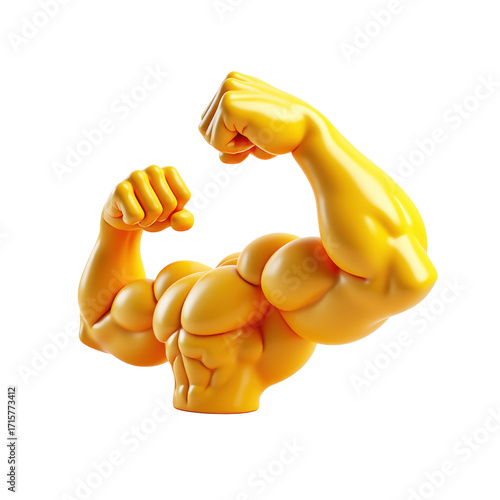 Double Bicep Flex Emoji Arms Showing Muscular Strength and Power on Transparent Background a 3D Rendering of Fitness and Health