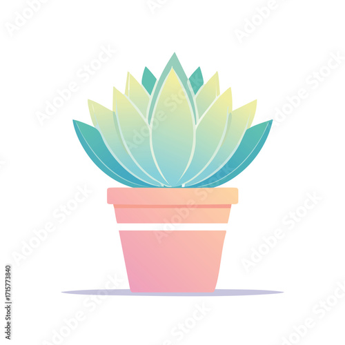 Illustration of a succulent plant in a pink pot with a gradient effect.