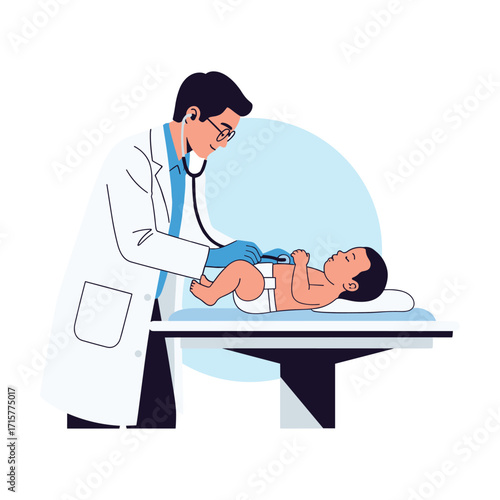 Doctor Examining Baby at Clinic