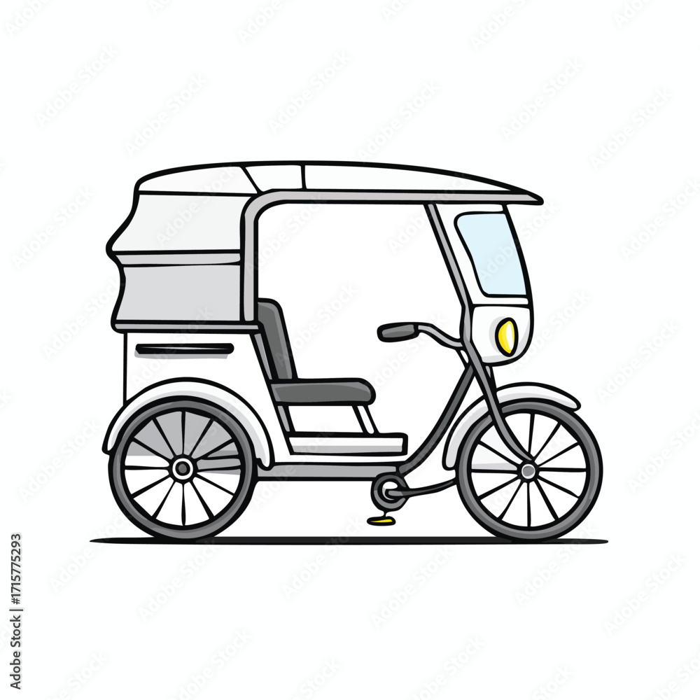 Fototapeta premium Illustration of a white tricycle, a common mode of transportation in some countries.