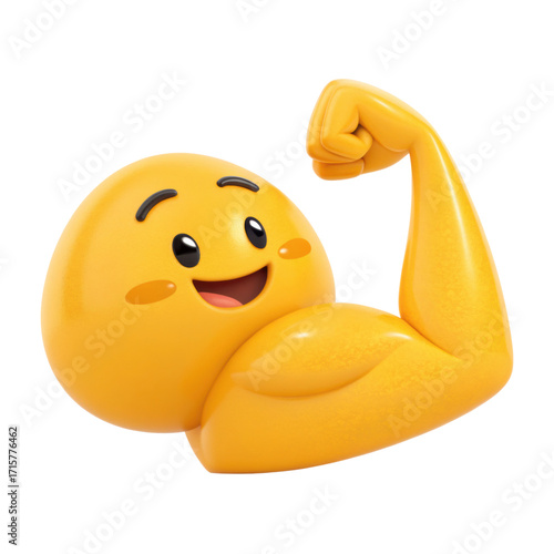Strong Emoji Flexing Bicep Muscle Symbolizing Strength and Determination on Transparent Background for Digital Designs