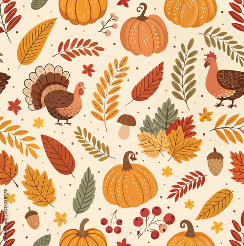 autumn seamless pattern,happy thanks giving seamless pattern,seamless pattern